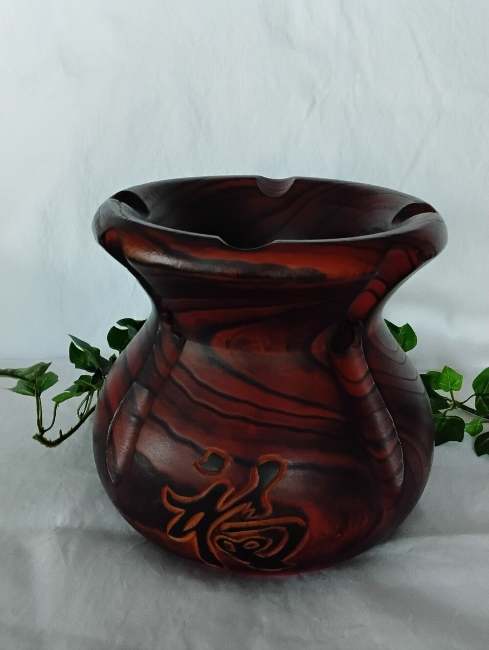 Wood Carved Vase Bag Sack